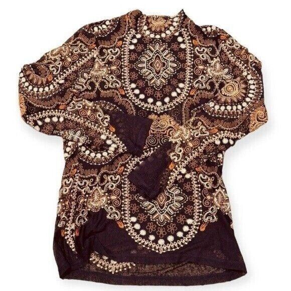 JOHNNY WAS Loving Is Easy Mesh Tee Embroidered Bohemian Boho Fall Size M NEW - Picture 2 of 13